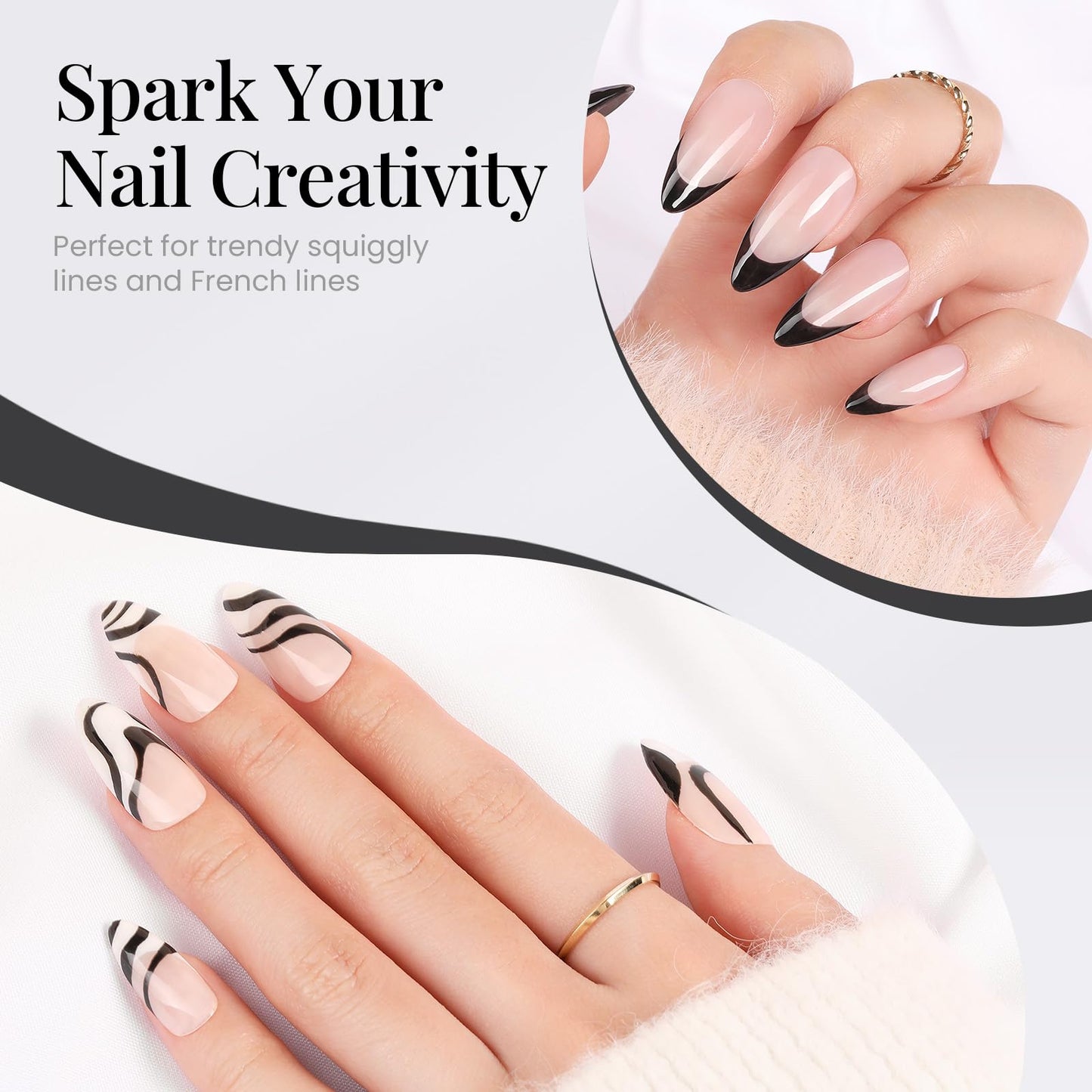 Beetles Nail Stamp, 4Pcs French Tip Tool Easy Manicure Nail Stamper Single Head Soft Silicone Long & Short French Tip Stamp Tool with 2Pcs Nail Scraper Decorations Gift for Women