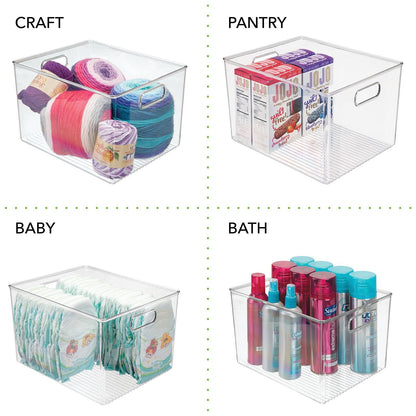 mDesign Large Plastic Storage Organizer Container Bin, Closet Organization for Hallway, Bedroom, Linen, Coat, and Entryway - Holds Clothing, Blankets, and Accessories, Ligne Collection, Clear