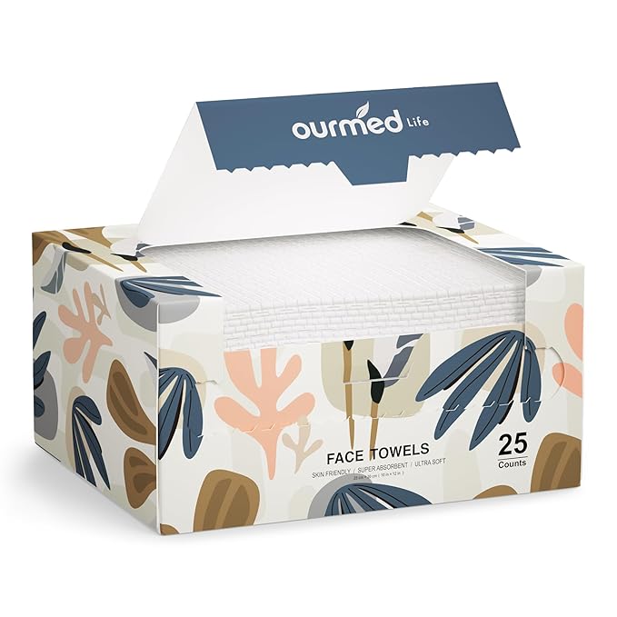Ourmed Life Face Towels, Disposable Biodegradable Facial Towels
