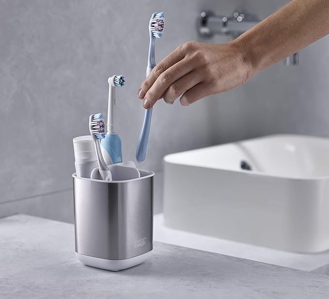 Joseph Joseph EasyStore Stainless-Steel Toothbrush Holder Bathroom Storage