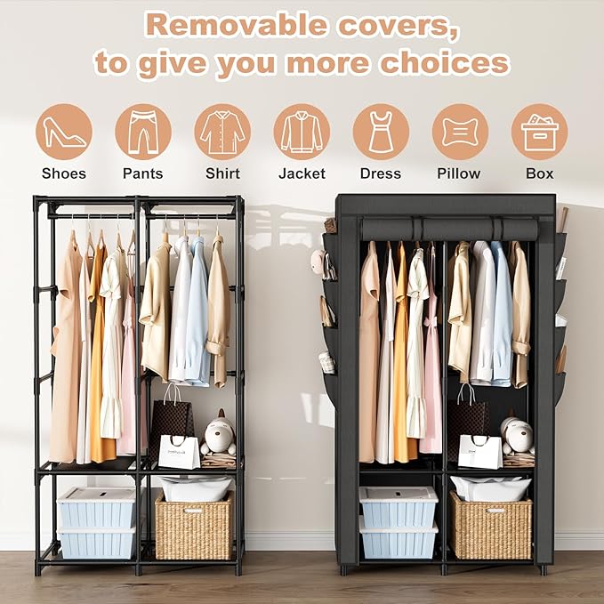 Portable Closet for Hanging Clothes, Portable Wardrobe Closet