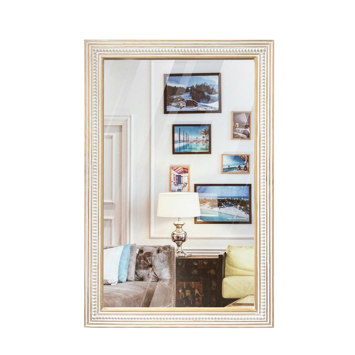 Reflinto 36x24 Inch Bathroom Decorative Wall Mirror, Rustic Farmhouse Wooden Frame Rectangular Mirrors for Over Sink, Living Room, Entryway, Foyer - Horizontal/Vertical Mount