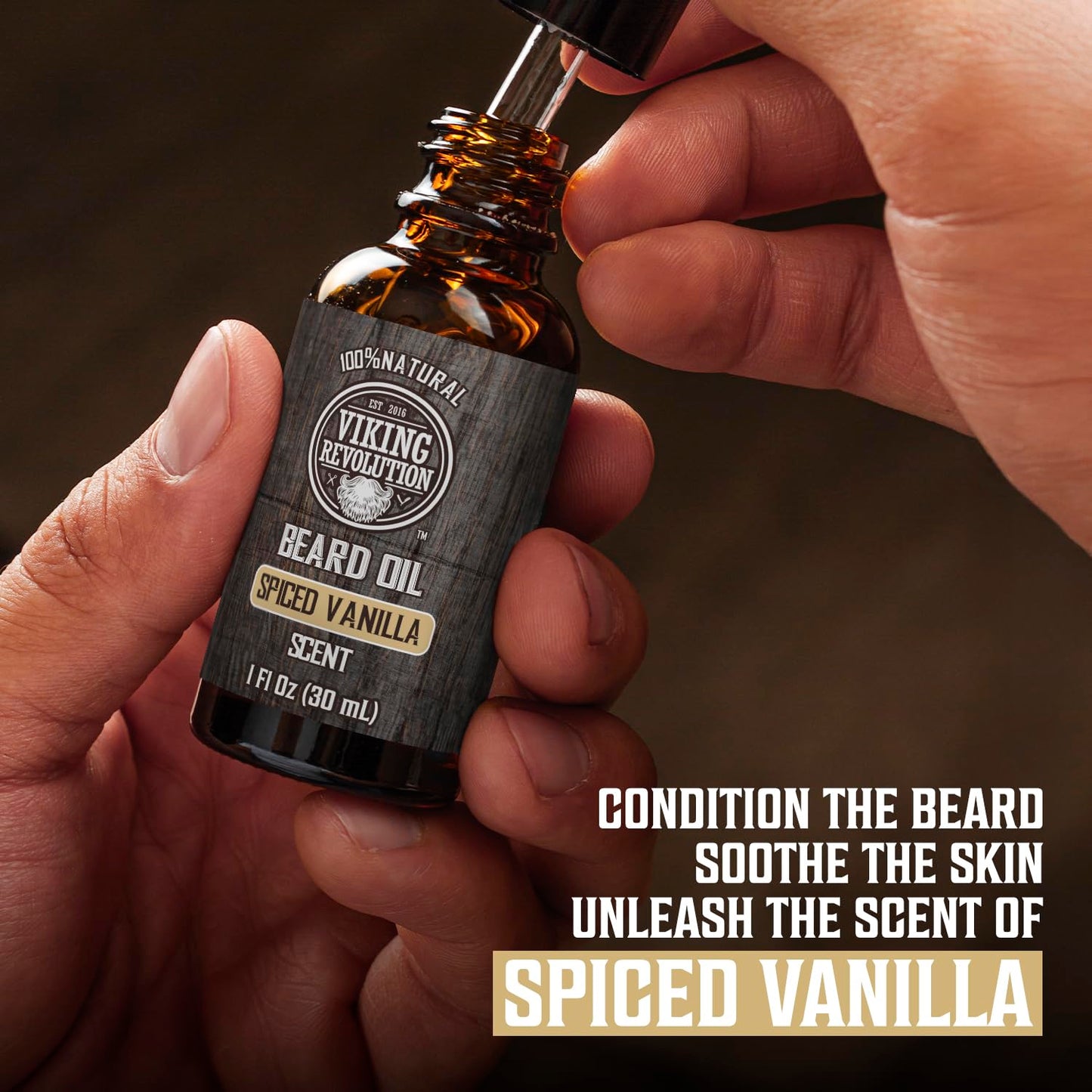 Viking Revolution Sandalwood Beard Oil for Men - Natural Mens Beard Oil with Argan Oil and Jojoba Oil - Beard Softener, Strengthens and Moisturizes - Beard Conditioner for Men (Sandalwood, 1 Pack)