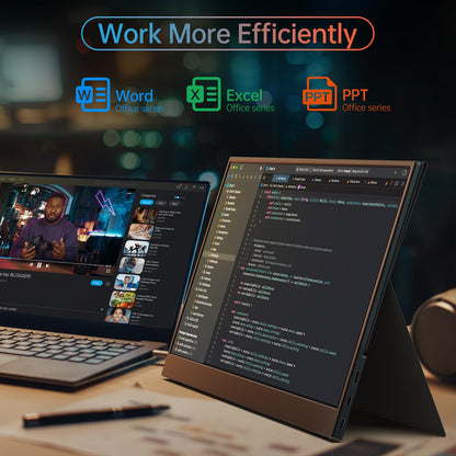 15.6inch Portable Monitor,1080P USB-C HDMI Second External Monitor for Laptop,PC,Mac Phone,PS,Xbox,Swich,IPS Ultra-Thin Zero Frame Gaming Display/Premium Smart Cover
