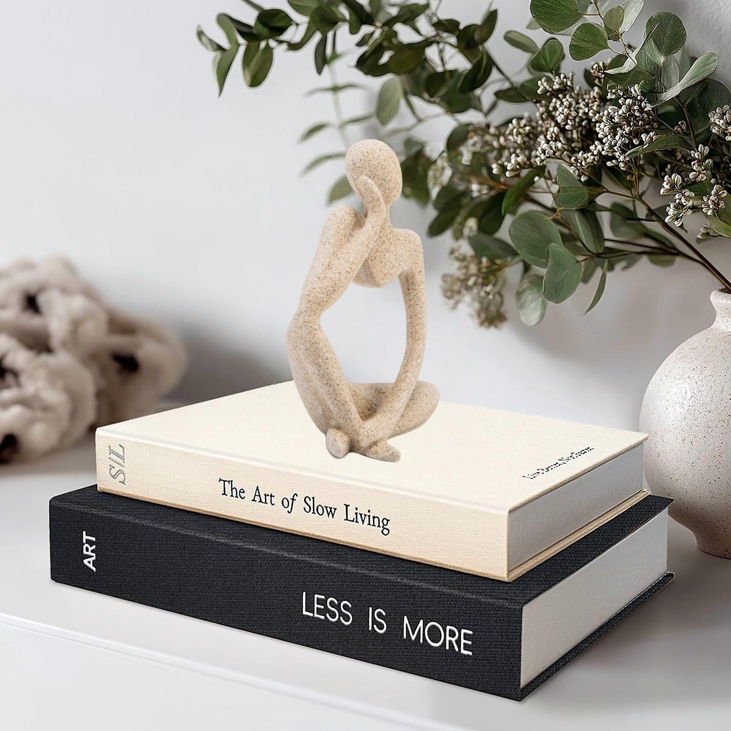 Gold Home Decor Thinker Statue Accents, Set of 3 Thinker Sculptures Office Decor Modern Abstract Resin Decoration on Shelf Table Desk for Living Room Office Bedroom Bookshelf Decor (Small)