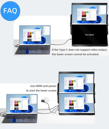 Ingnok Portable Monitor, 18.5 Inch FHD 1080P 100% sRGB Laptop Screen Extender USB C HDMI Portable Gaming Monitor w/Smart Cover & Speakers, External Monitor for Laptop Mac PC