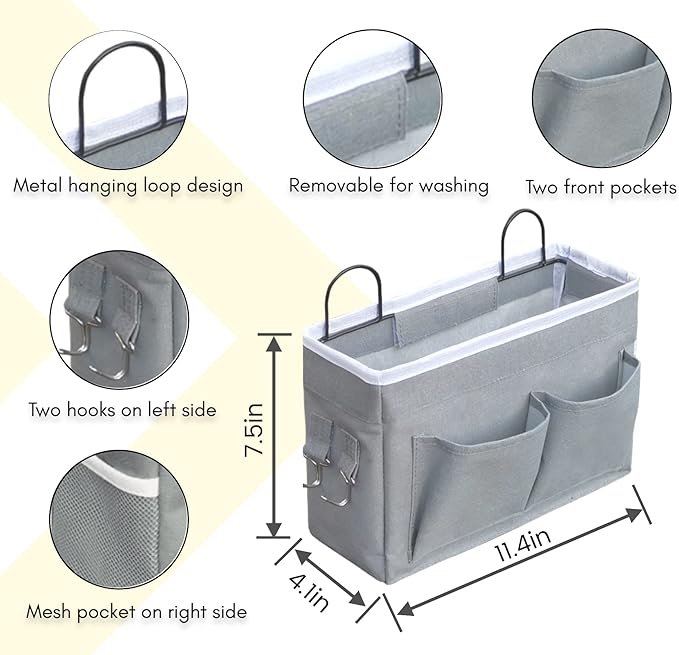 3pcs Middle Wall Hanging Organizer Bag, Linen Fabric Door Hanging Storage Basket