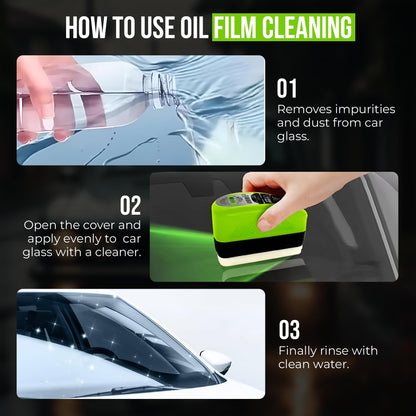 Automotove Oil Film Cleaning Brush green - Car wash Brush Prevents Rain and Fog Glass Oil Film Remover - Car Glass Cleaning Board, Enhances Clarity and Visibility