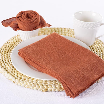 MLMW Fall Thanksgiving Cloth Napkins Set of 6 Terracotta Dinner Cotton Linen Napkins Bulk Washable 16.5"×16.5" for Wedding Party Baby Shower Bridal Shower Birthday