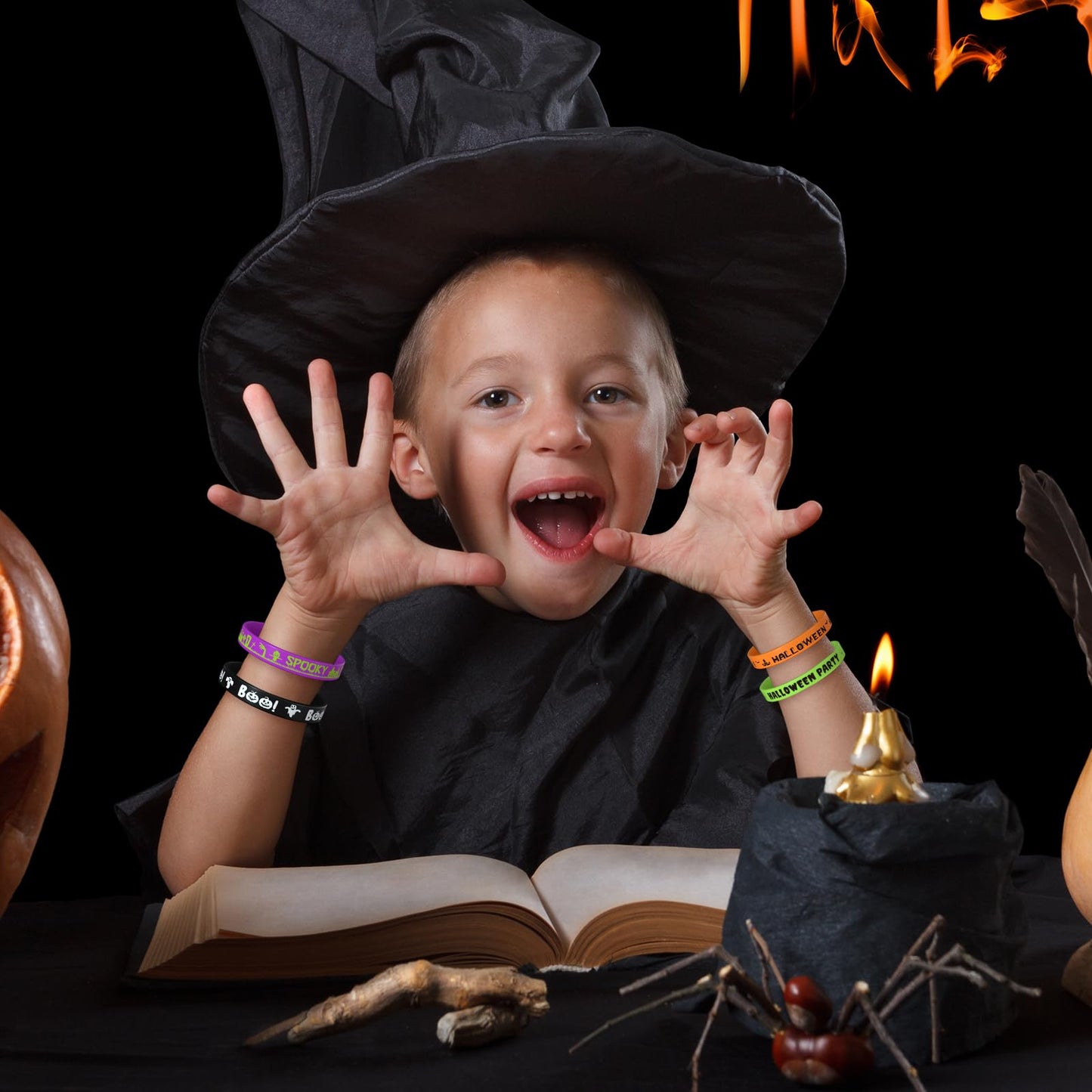 NEBURORA 24 Pcs Halloween Rubber Bracelets Silicone Wristbands Halloween Party Favors Trick or Treat Gifts Goodie Bag Stuffers