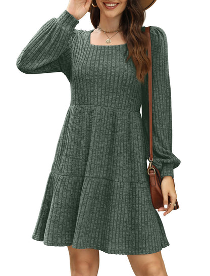 Sampeel Fall Dresses for Women Long Sleeve Christmas Tunic Italian Anthropologie Sweater Dress for Leggings Fashion Clothing Outfits 2025 Trendy Green L
