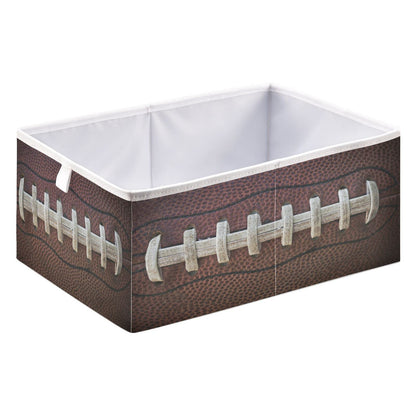 Ollabaky American Football Laces Foldable Fabric Storage Cube Basket Cloth Organizer Box with Handle for Closet Shelves, Nursery Toy Bin