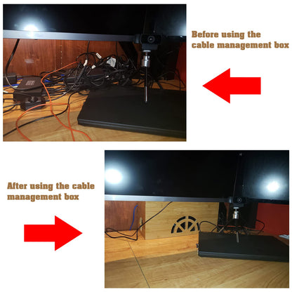 Cable Management Box,Cord Organizer Box,Bamboo Cable Organizer Box for fit Desk Computer USB Behind TV Home Hall Computer Power