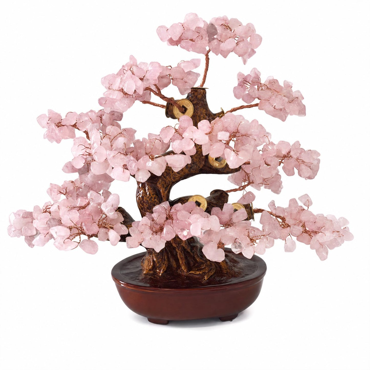 Fatonio Rose Quartz Crystal Bonsai Tree, Feng Shui Decor for Home Office