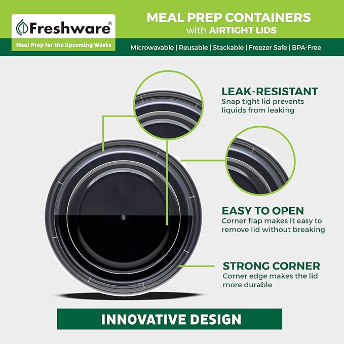 Freshware Meal Prep Bowl Containers Plastic Bowls