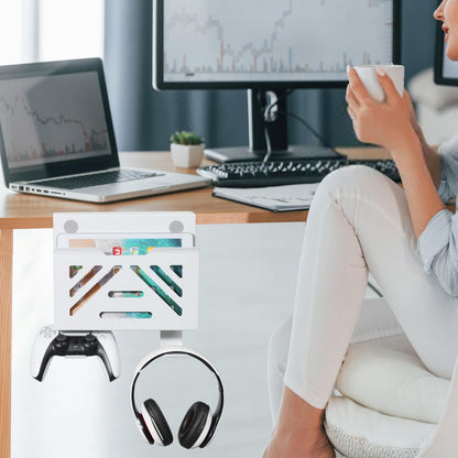 MAXECHO Desk Side Storage, Under Desk Laptop Mount, Table Side Hanging File Organizer, No Drill Clamp On Cable Management Tray, Laptop Holder with Magnetic Pen Holder for Office and Home, Load 22 Lbs