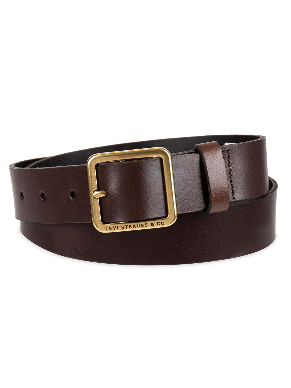 Levi's Women's Slim Casual Leather Jean Belt with Square Center Bar Buckle (Regular and Plus Sizes), Brown Elevated, Medium