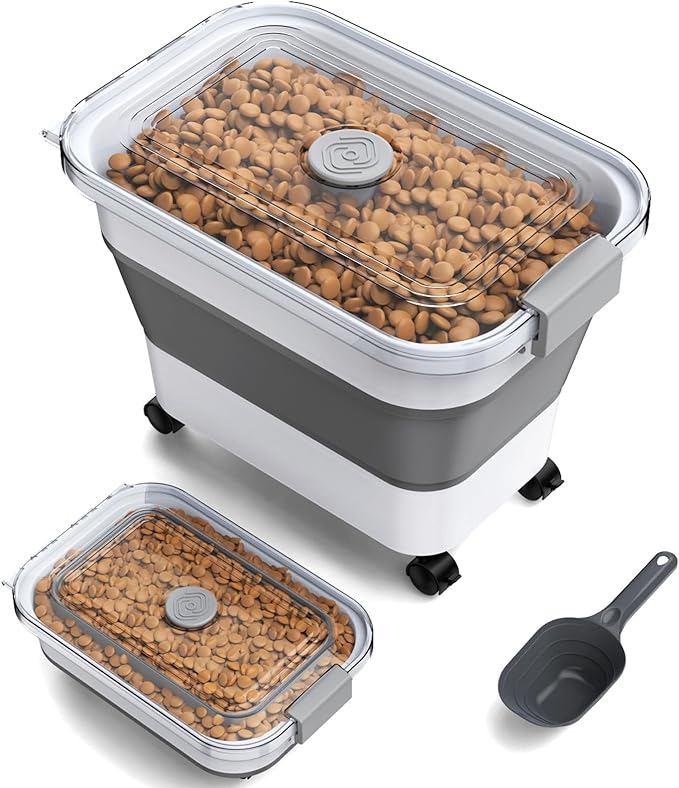 Dog Food Storage Container, 15-23 Lbs Collapsible Dog Food Container
