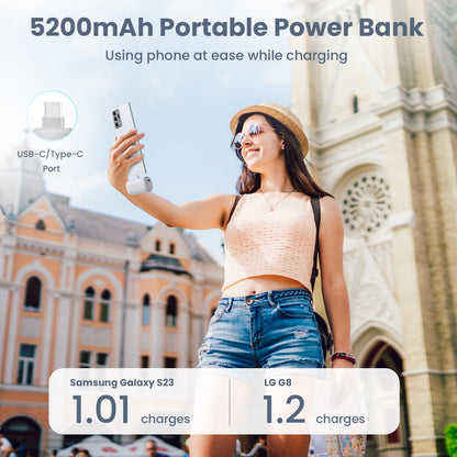 [2-Pack] Mini Portable Charger 5000mAh Power Bank,3A PD USB C Cell Phone Portable Power, LCD Display Battery Pack Compatible with iPhone 16/15/15 plus/15 pro/15 pro Max/Android/Samsung/Moto/LG etc