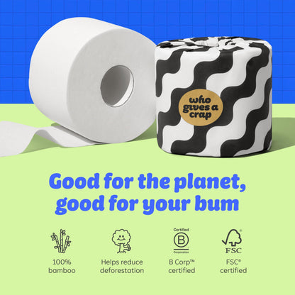 Who Gives A Crap – Premium Bamboo Toilet Roll | Box of 48 Toilet Rolls (3-Ply, 370 Sheets) | Soft, Strong, Sustainable, Biodegradable, Plastic-Free