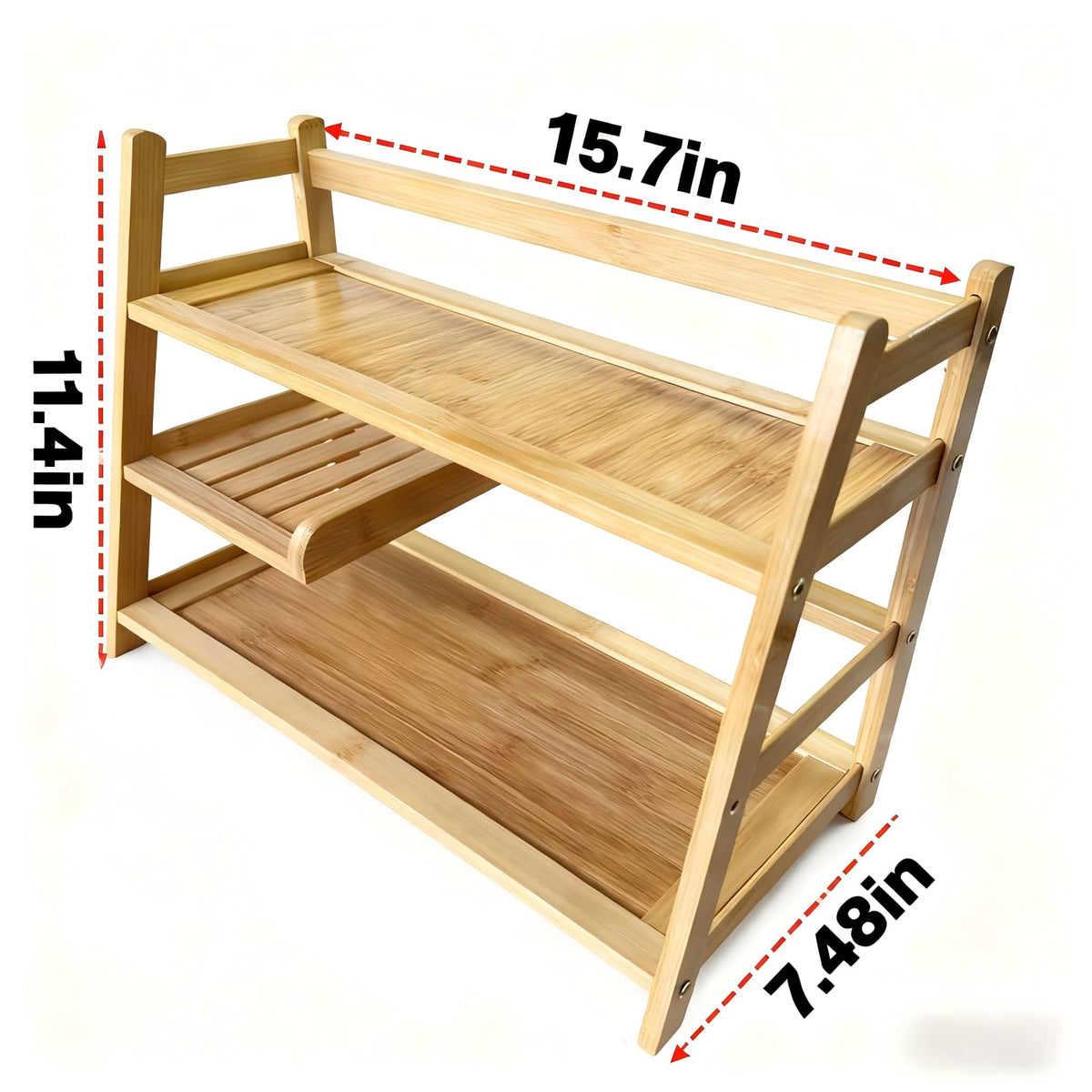 Lnncdsc Bamboo Matcha Station Organizer - Large Capacity 3-Tier Shelf, Easy to Install for Matcha and Coffee Bar Accessories, Perfect for Tea and Coffee Enthusiasts.(wood, large)