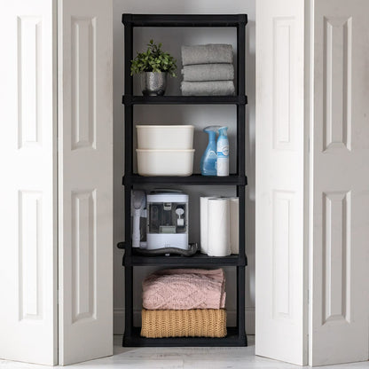 IRIS USA 3-Tier 58" H and 5-Tier 64" H Heavy Duty Storage Shelves Bundle, Recycled Plastic Home Organizers