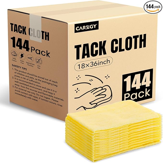 CAREGY 144Pcs Tack Cloth for Removing Dust from Woodworking, Sanding Particles