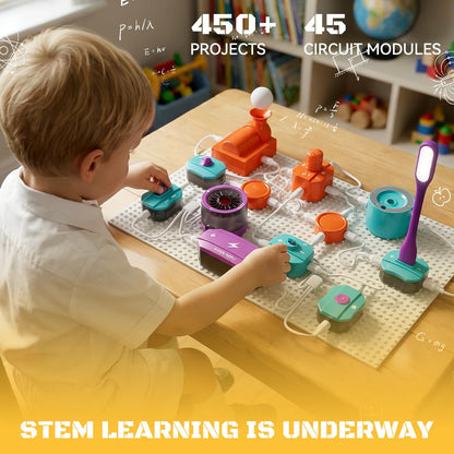 STEM Science Kits for Kids, Electronics Exploration Kit for Kids, 450+ Projects, 45 Parts Circuit Kit, Educational STEM Toys Christmas Birthday Gift for Kids Boys Girls Ages 5 6 7 8 9 10 11 12