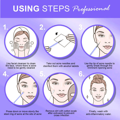 Teenitor Pimple Extractor Acne Treatment Tool Surgical Grade Blackhead Comedone Removal 2-in-1 Popper Tool for Face Nose Blackhead Extractor Tool Silver