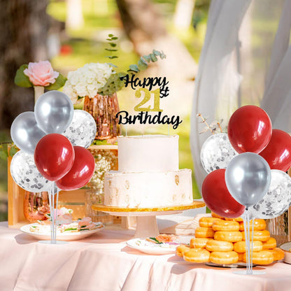 TONIFUL 4 Centerpieces Table Stand,Red Sliver Balloon Stand for Christmas,Birthday,Wedding,Anniversary, Graduation Decorations,Valentine's Day,New Year 2026