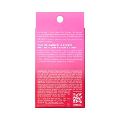 e.l.f. Squeeze Me More Lip Balm Duo, Moisturizing Balm For A Sheer Tint Of Color, Made With Hyaluronic Acid, Vegan & Cruelty-Free, Cherry & Bubblegum