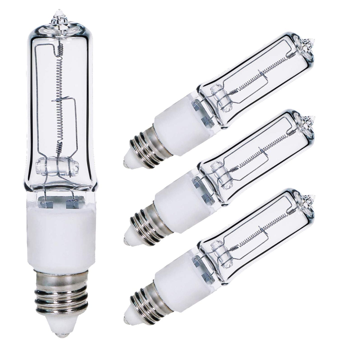 Comyan JDE11 75W Halogen Bulb, E11 Mini Candelabra Base, 1050 Lumens, Quartz Glass, 4-Pack