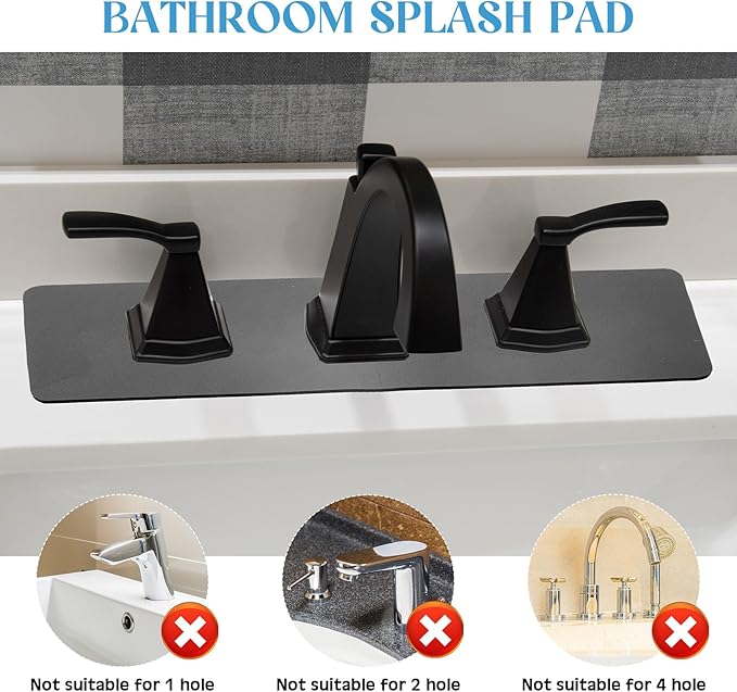 Tioncy 2 Pcs 3 Hole Faucet Mat for Kitchen Sink Kitchen Faucet Absorbent Mat