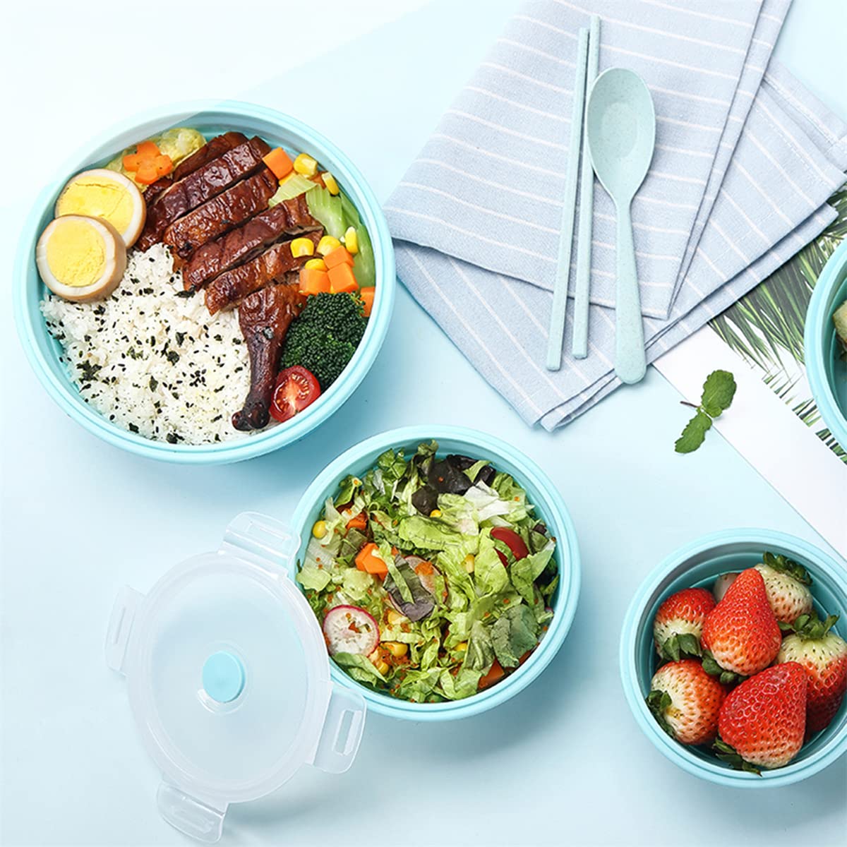 Collapsible Bowls For Camping, Set of 4 Silicone Food Storage Containers with Lids, Rv storage and organization, Rv Kitchen Accessories, BPA Free, Microwavable, Freezer, Dishwasher Safe Green