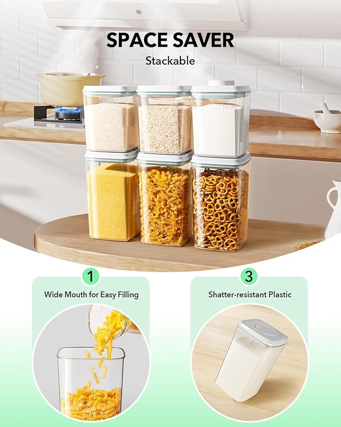 Ankou Food Storage Container Sets, 2.8 Qt + 4.2 Qt *2 Airtight Canisters