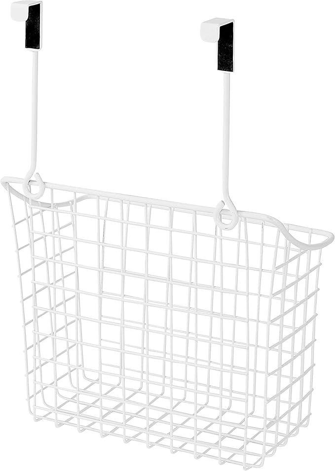 Spectrum Large Over Cabinet Door Organizer White Wire Storage Basket