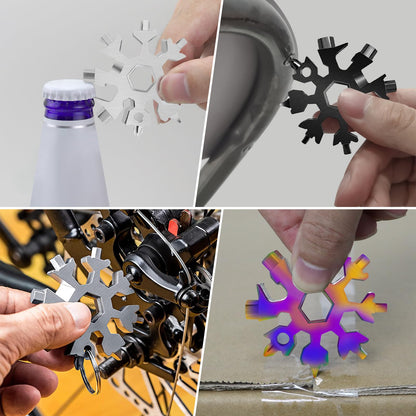 10 Packs Snowflake Multi Tool,18 in 1 Snowflake Multitool,Snowflake Wrench/Bottle Opener/Screwdriver Kit, Stainless Steel Portable Star Tool for Men Christmas Great Gifts (10)