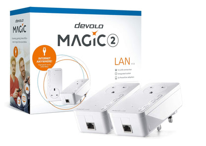 devolo Magic 2-2400 Lan Powerline Starter Kit: Powerline Kit (Up To 2400 Mbps For Your Powerline Home Network, 1x GB Lan Port, Ideal For Online Gaming, 4k/8k Uhd Streaming, Stable Home Working)