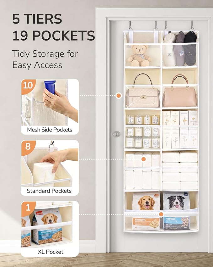 ULG Over the Door Organizer, 5-Tier Hanging Storage