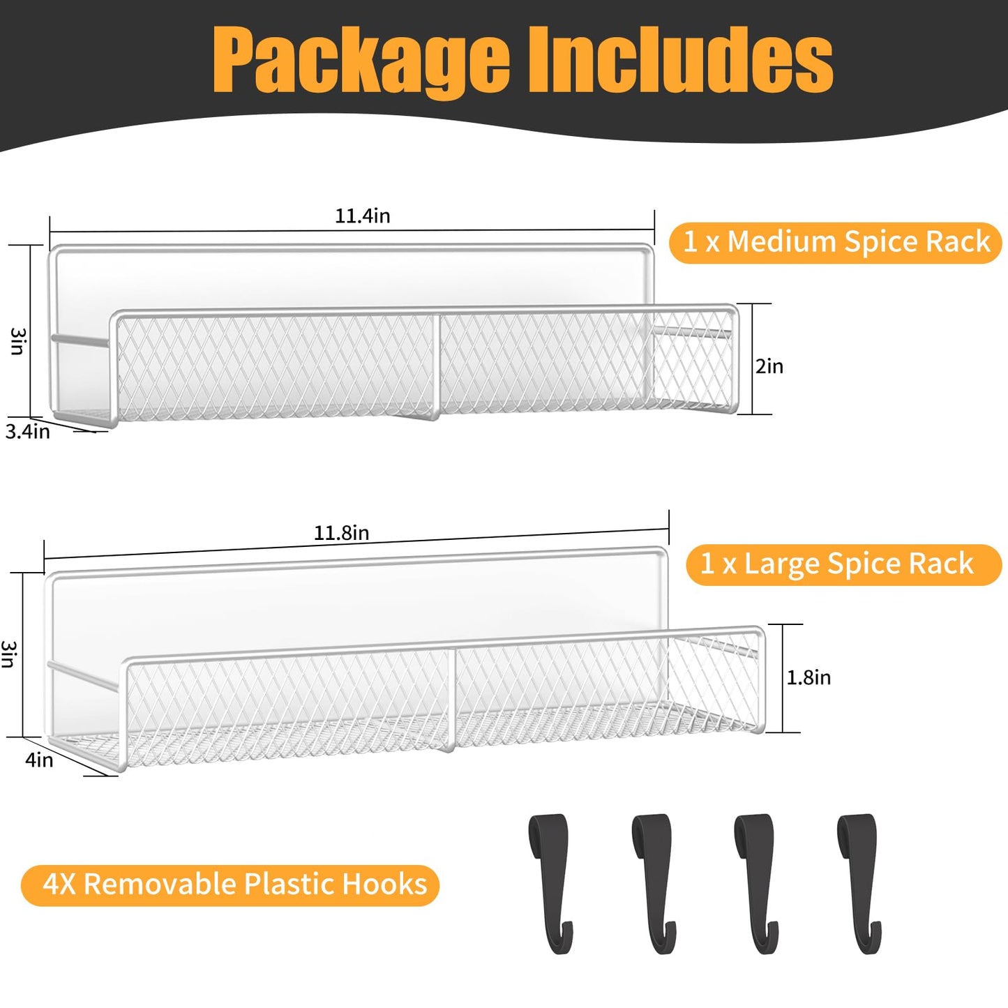 Magnetic Spice Rack for Refrigerator, 6 Pack 100% Metal Strong Magnet Shelf, Space Saving Spice Organizer, Home Kitchen Laundry Room Storage Organization W/ Paper Towel Holder, Utensils Racks (Grey)