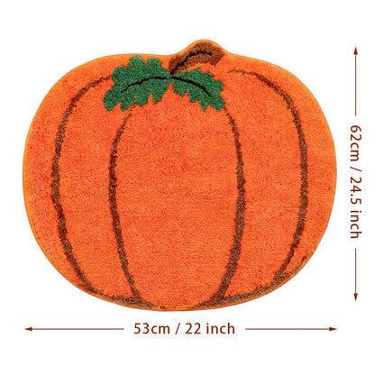 Halloween Bathroom Rugs Fall Bath mat Pumpkin Shape Cartoon Cute Bath Mat Small BathroomRug Plush Water Absorbent Bathtub Bathroom Doormats Non-Slip Washable Toilet Rug