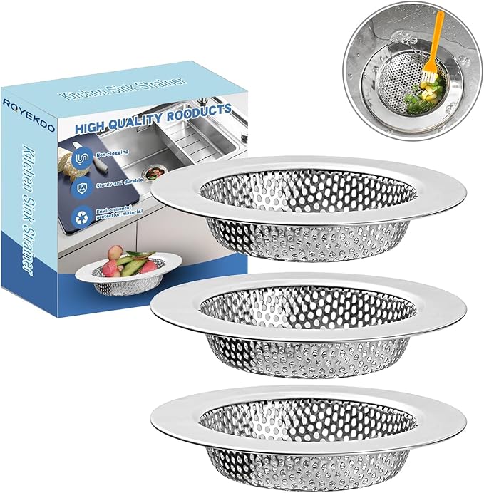 ROYEKDO 3PC Kitchen Sink Strainer Stainless Steel