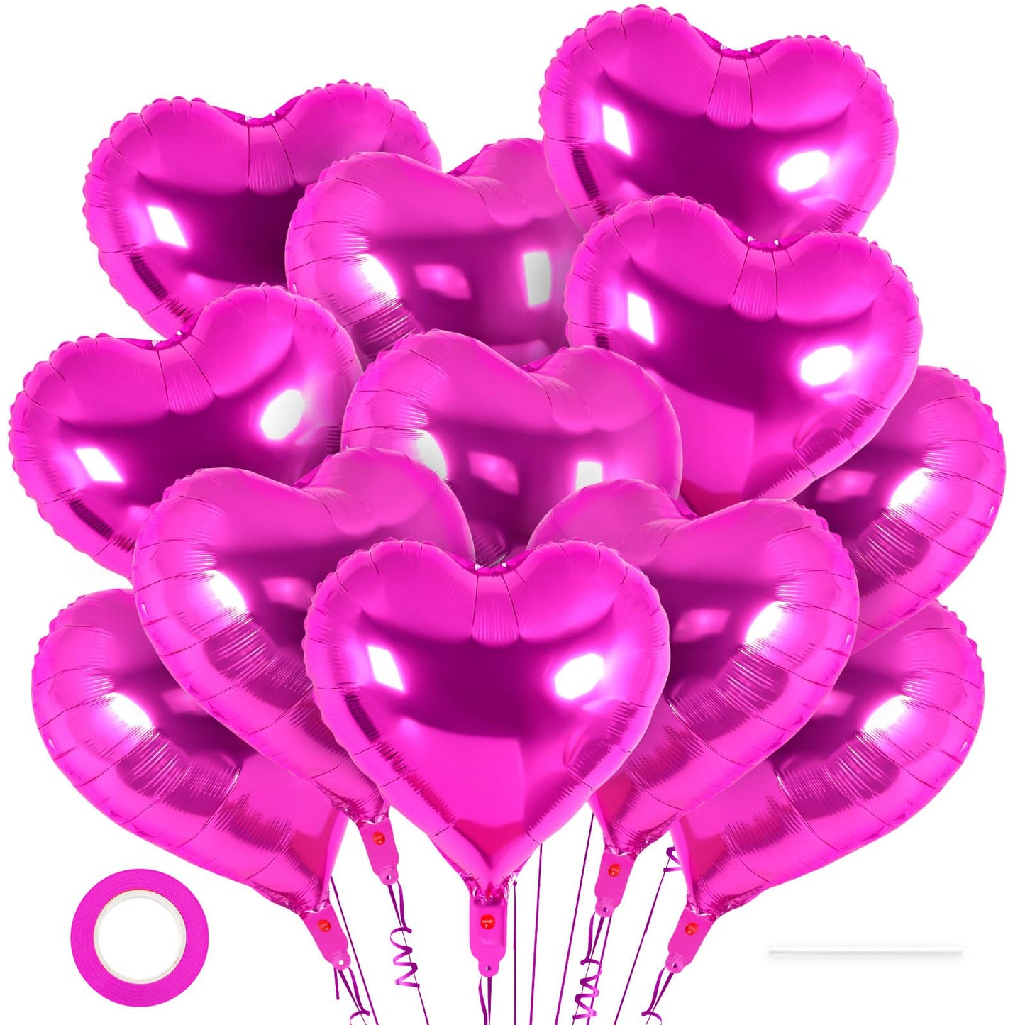 12 Pcs Red Heart Balloons,18 Inch Heart Foil Balloons Love Balloon Valentine Balloon for Birthday Party Wedding Engagement Party Baby Shower Valentine Day Decorations (red)