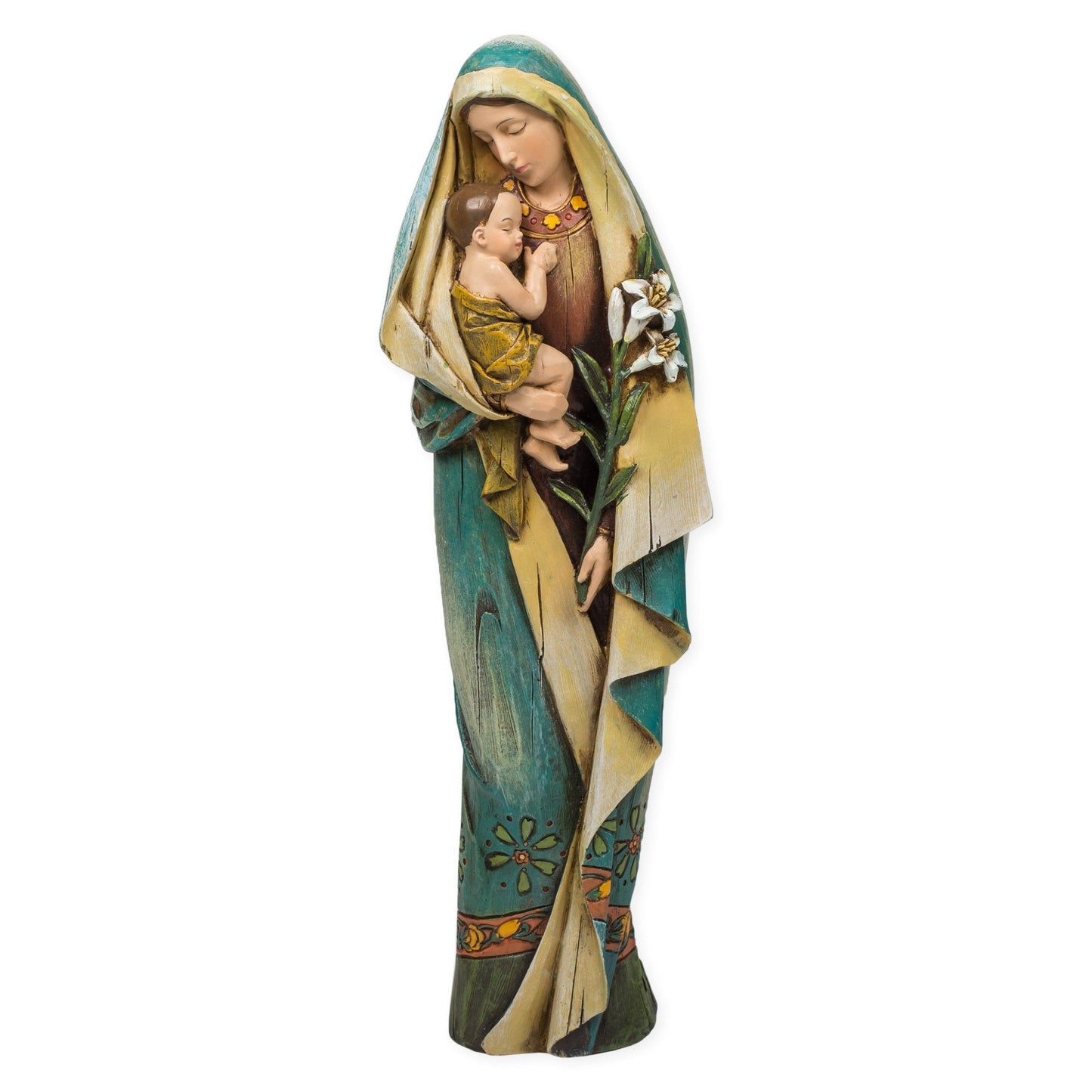 Joseph's Studio by Roman,12.5" H Madonna and Child with Lily Statue, Renaissance Collection Virgin Mary and Baby Jesus Figure, Resin and Stone Religious Decor