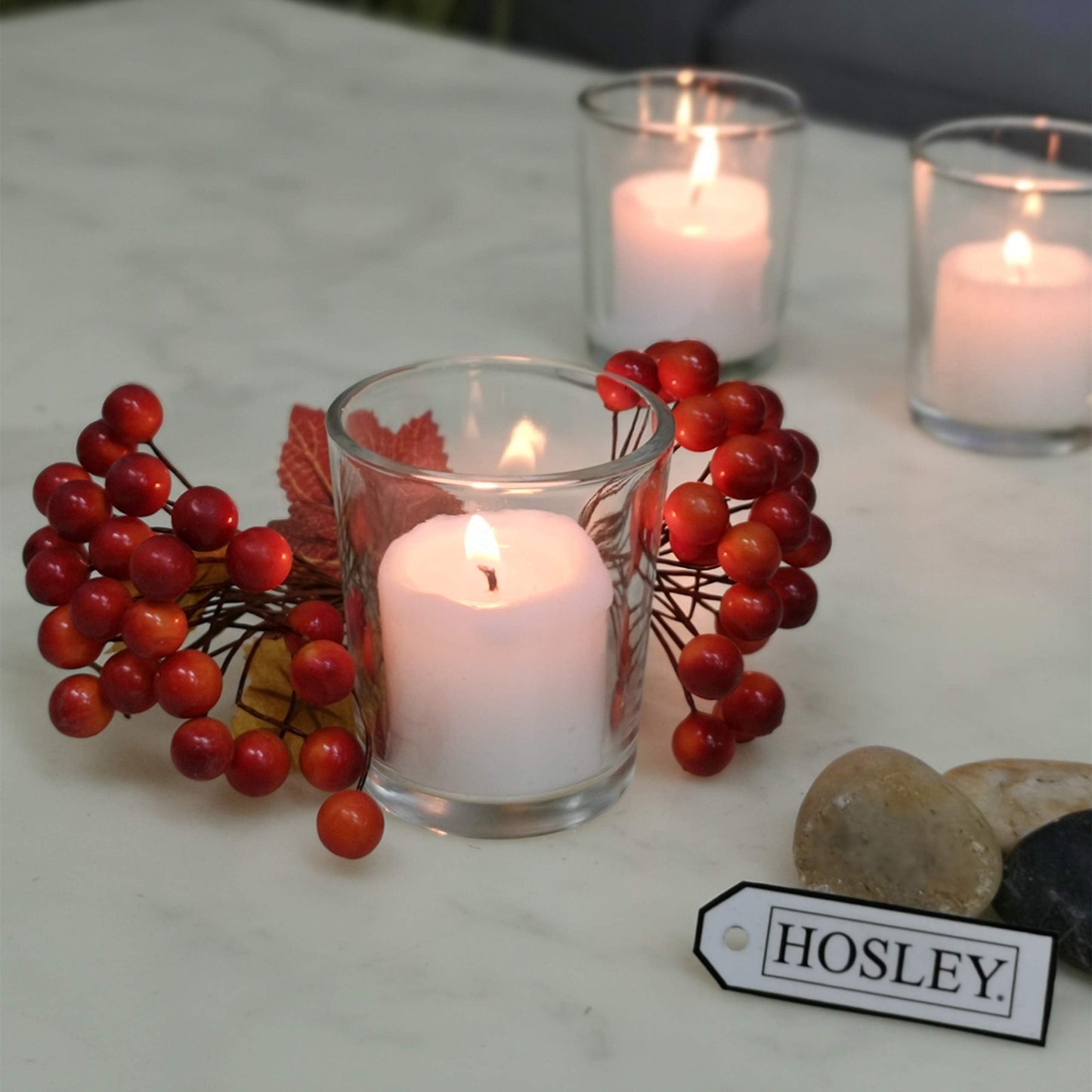 Hosley Set of 12 Glass Votive/Tealight Candle Holders – Clear Decorative Cups for Weddings, Table Centerpieces & Home Décor – Fits Tealight & Votive Candles