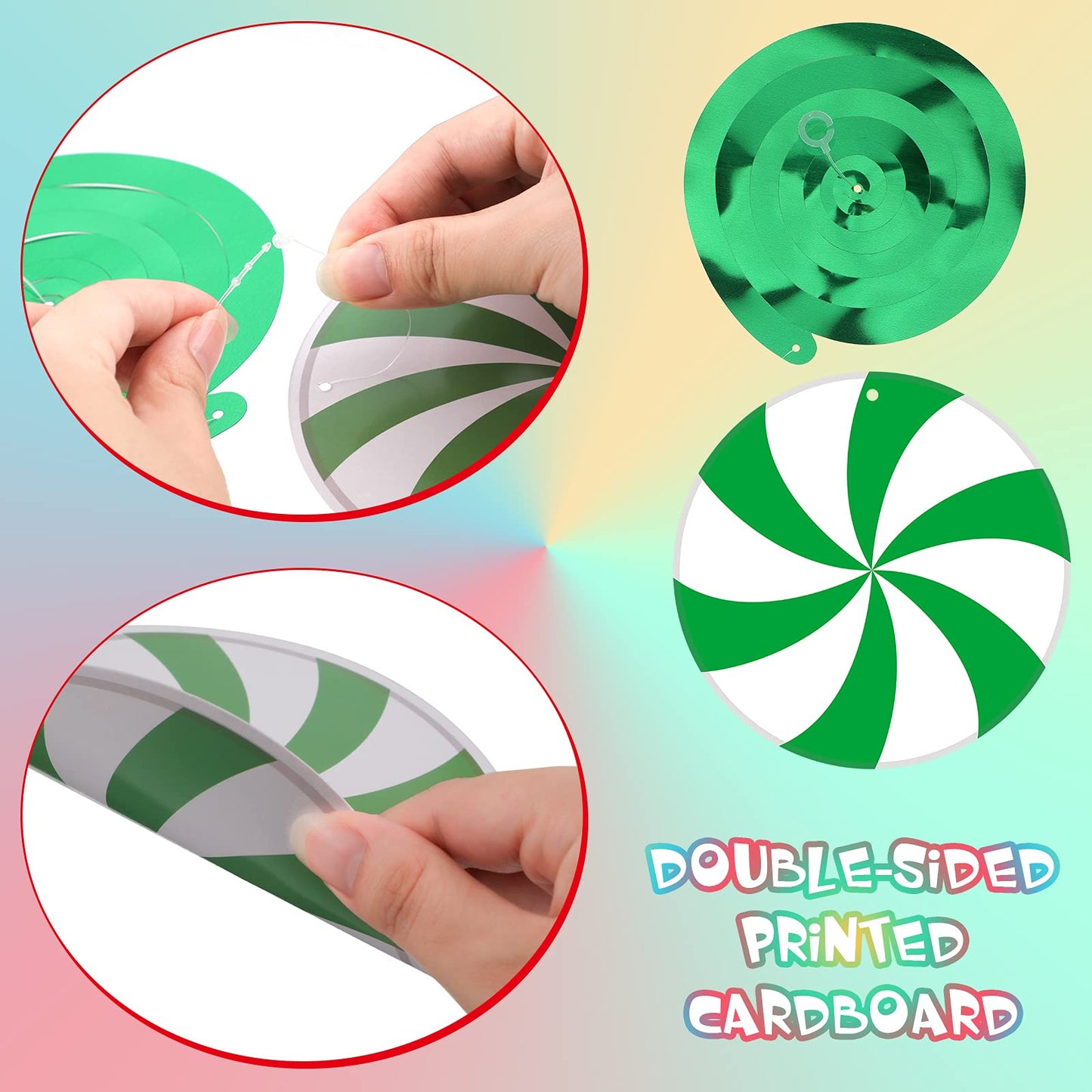 Syhood 24 Set Christmas Peppermint Candy Swirl Decorations - Ceiling Hanging Streamers for Holiday Party