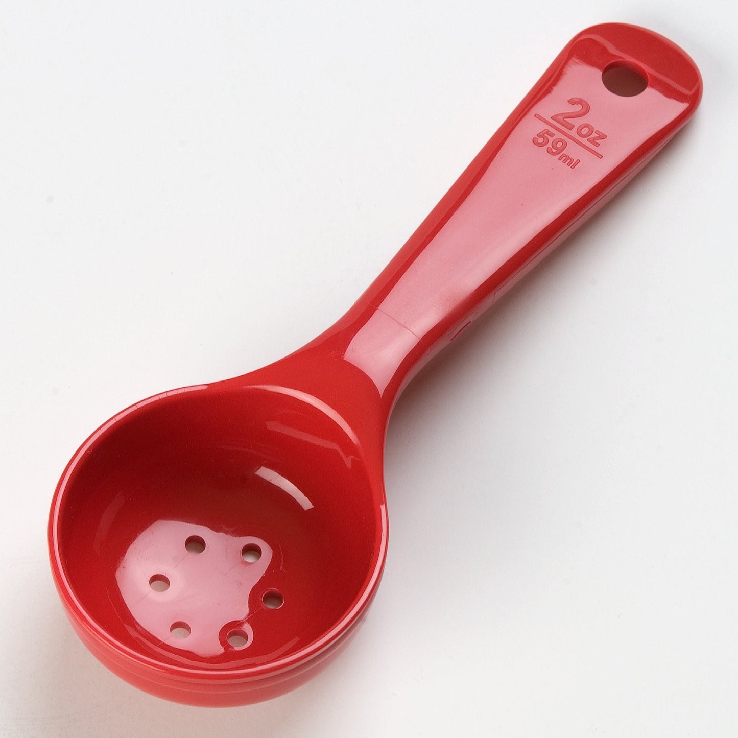Carlisle FoodService Products 496205 Measure Miser Perforated Measuring Spoon with Short Handle, 2 Ounce, Red