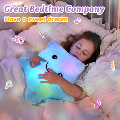 BSTAOFY 13‘’ Creative LED Musical Glow Twinkle Star Lullaby Light up Stuffed Animal Toys Soothe Kids Emotions Birthday Christmas for Toddlers Kids, Blue