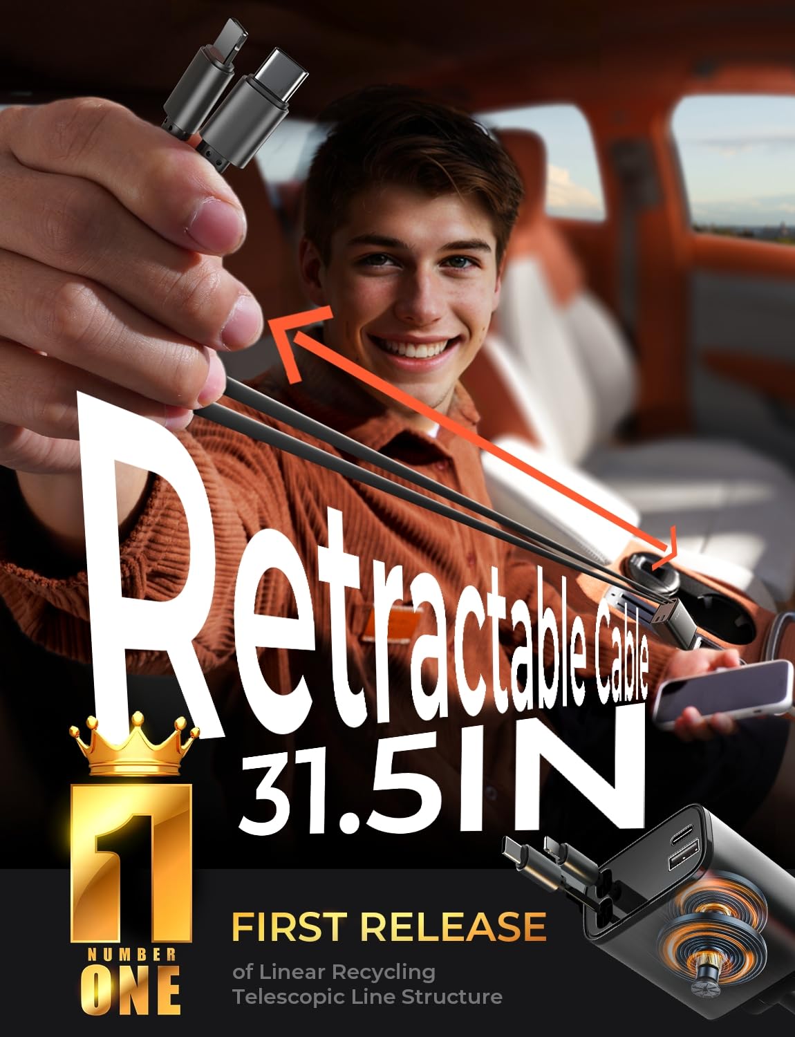 LISEN Retractable Car Charger, Lighting Deals of Today, Retractable Car Charger for iPhone 17 Pro Max Air 16 15 iPad Samsung, Valentines Day Gifts for Men Women, Ford F150 ASccessories