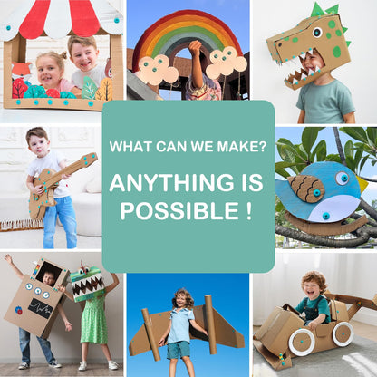 Kizzikids Cardboard Tools for Kids with Cutter &Tool Box, 149 PCS Cardboard Construction Kit for Family & Team Activities, Creative STEM Educational Toys Gift for Boys and Girls Aged 5+